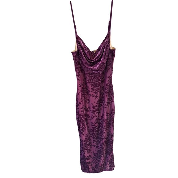 Windsor Dresses & Skirts - Y2K Purple Velvet Burnout Floral Dress Windsor Cowl Neckline Spaghetti Straps M